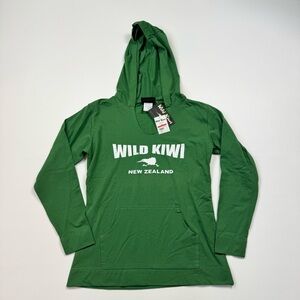 NEW! Women’s Wild Kiwi New Zealand Long Sleeve Hooded T-Shirt Size Medium W/Tags